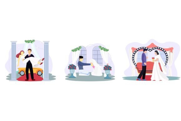 Designing Elegant Wedding Religious Ceremony Flat Graphics