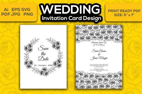 Elegant Floral Wedding Card Design: Free SVG & PNG Templates
