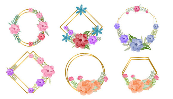 Elegant Watercolor Floral Frame Wedding Card Set for Designers