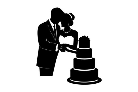 Elegant Wedding Couple Cake Vector: A Versatile Design Asset