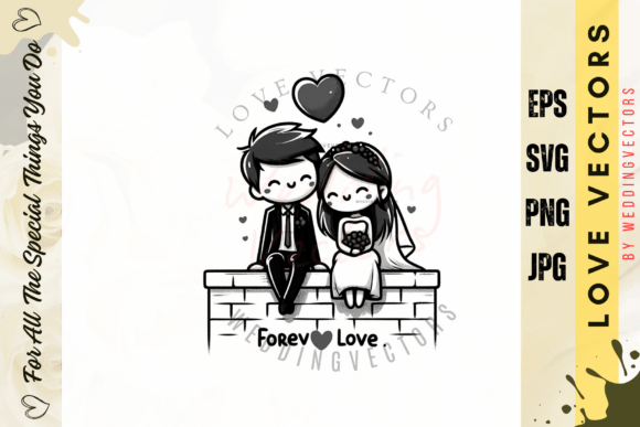 Elegant Wedding Couple & Love Vectors: Design C3943