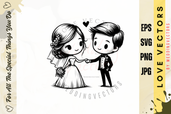 Elevate Designs with Romantic Floral Wedding Illustrations