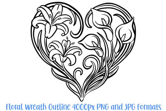 Elevate Your Brand with a Sophisticated Lily Floral Heart Outline
