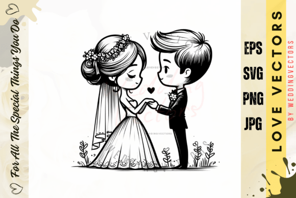 Elevate Your Designs with Wedding Couple and Love Vectors - C3955