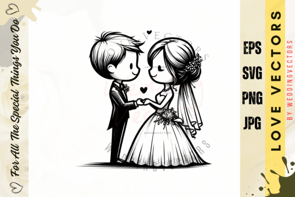 Modern Romantic Vow Ceremony Illustration: Vector Design