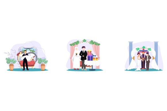 Modern Wedding Receptions Event Flat Design