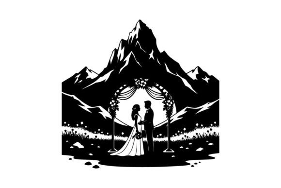 Mountain Archway Wedding Silhouette: A Design Asset Guide