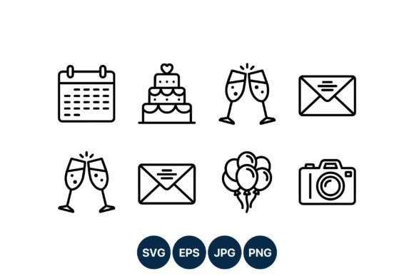 Wedding Celebration Line Icons Set: A Designer's Toolkit