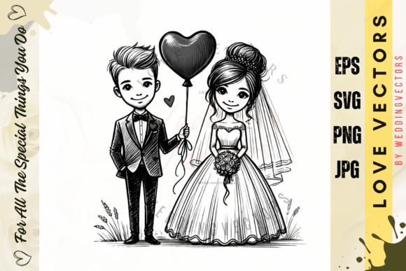 Wedding Couple and Love Vectors - C3942