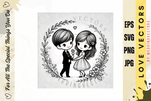 Wedding Couple and Love Vectors - C3944: Elegant Design Assets