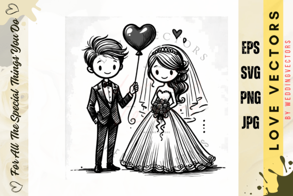 Wedding Couple and Love Vectors - C3980: A Design Asset for Romance