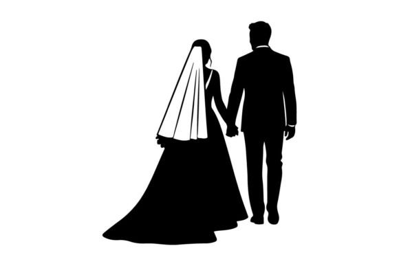 Wedding Couple Silhouette Vector Illustr: A Versatile Design Asset